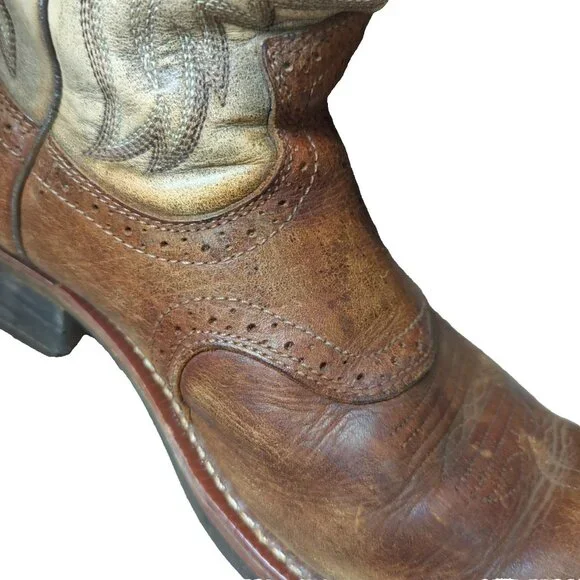 Ariat Heritage Roughstock Square Toe Leather Boots Brown Mens Size 10.5-lp - Picture 11 of 14